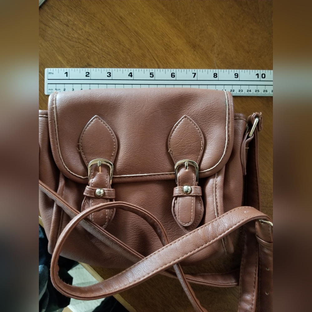 Charlotte Russe Brown Faux Leather Crossbody Satchel Vintage Style